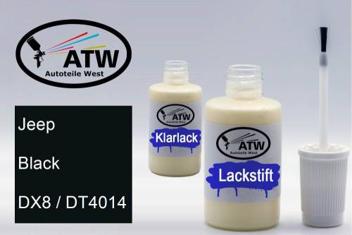 Jeep, Black, DX8 / DT4014: 20ml Lackstift + 20ml Klarlack - Set, von ATW Autoteile West.